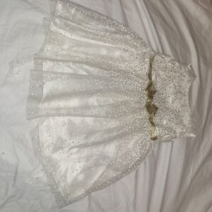 Jona Michelle White Dress with Gold Accents